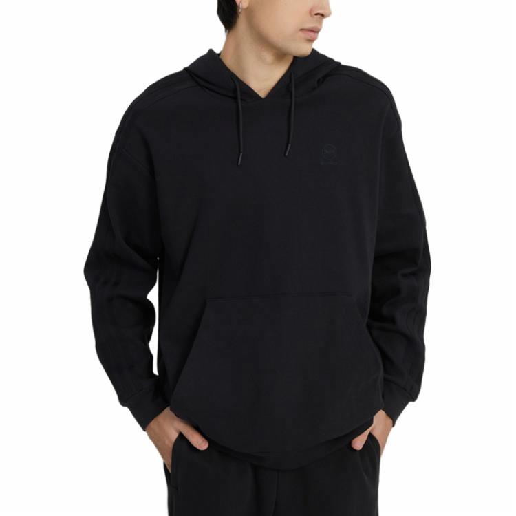 adidas neo 纯色Logo刺绣针织连帽卫衣 男女同款 黑色IA6894