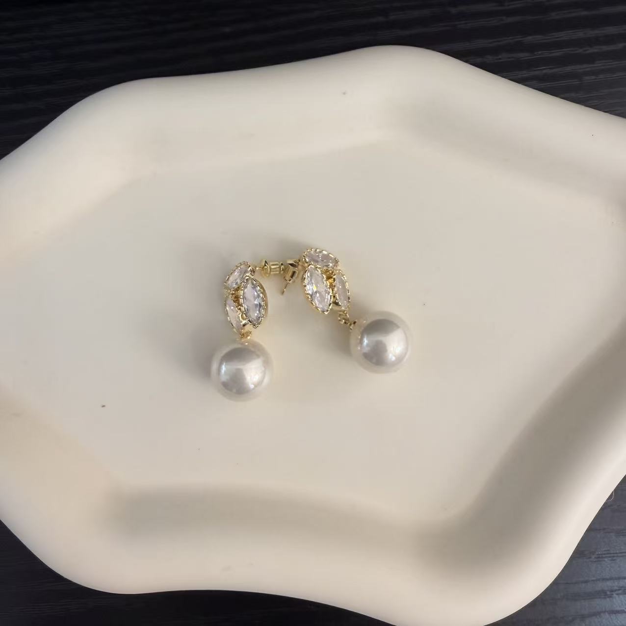 非金属布艺耳饰 女设计金色法式日韩耳环简约气质精致轻奢优雅