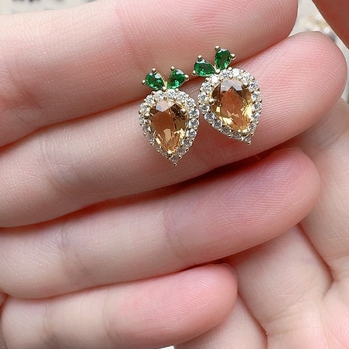 水晶耳饰银S925镶嵌耳钉