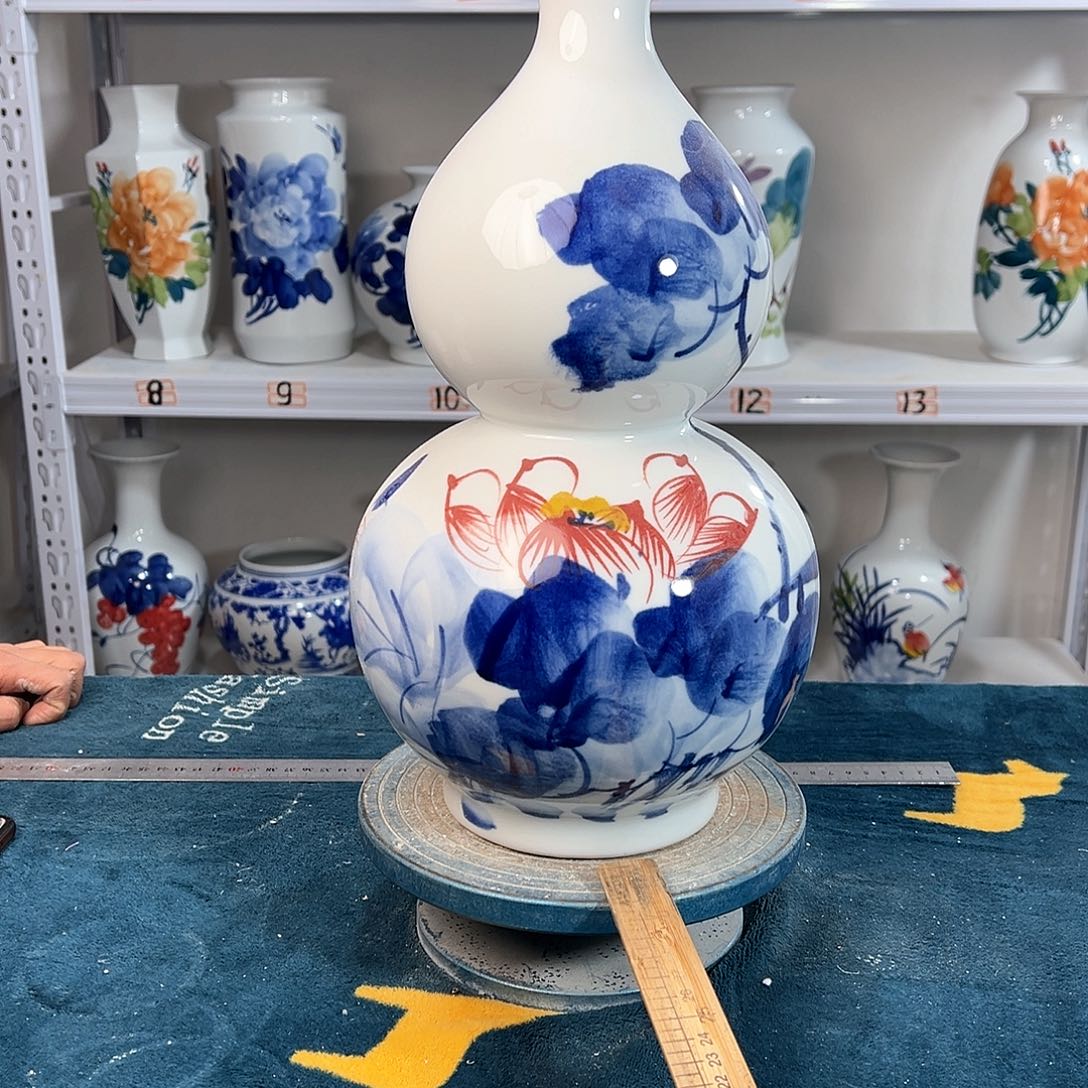 摆件景德镇陶瓷葫荷花