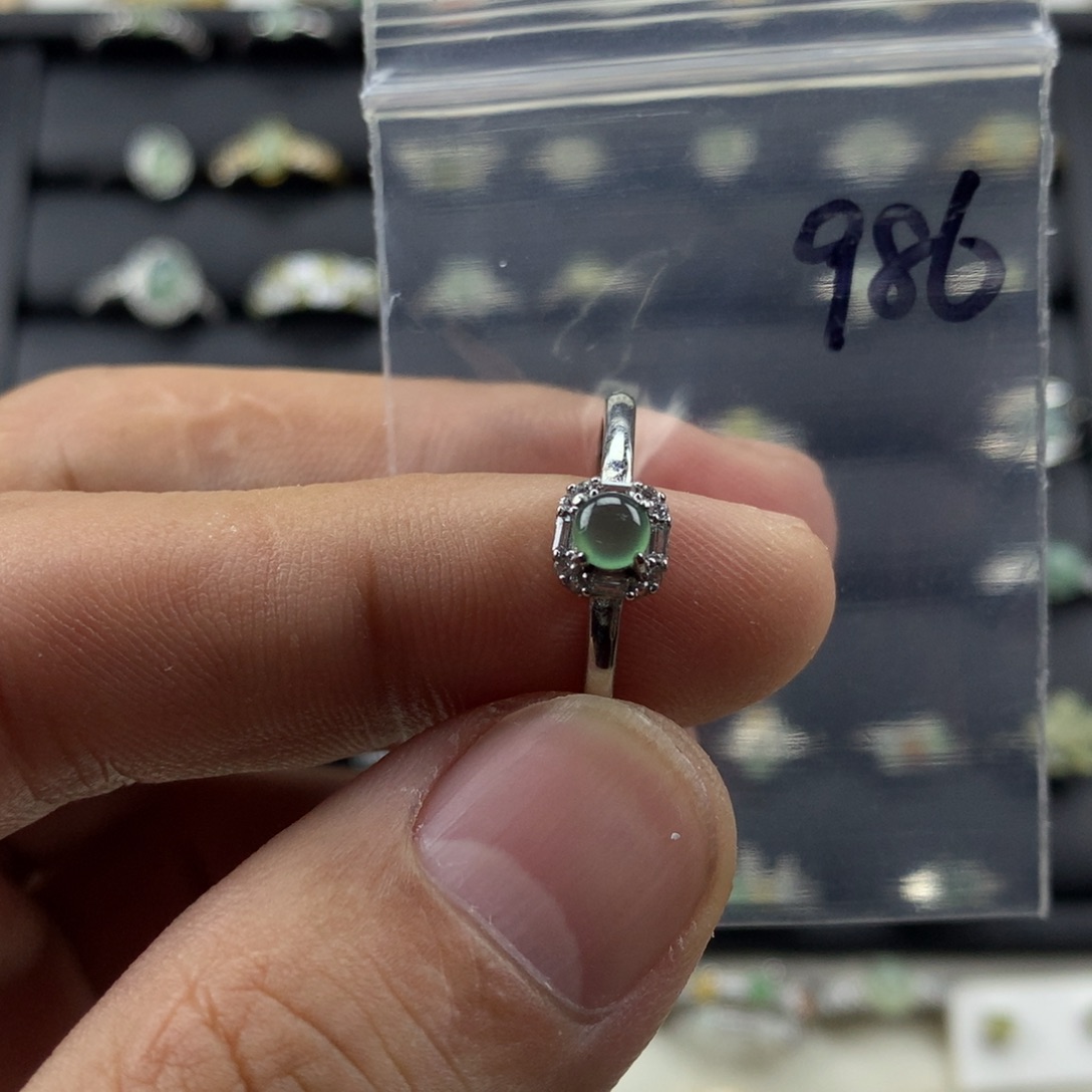 翡翠银S925镶嵌戒指986