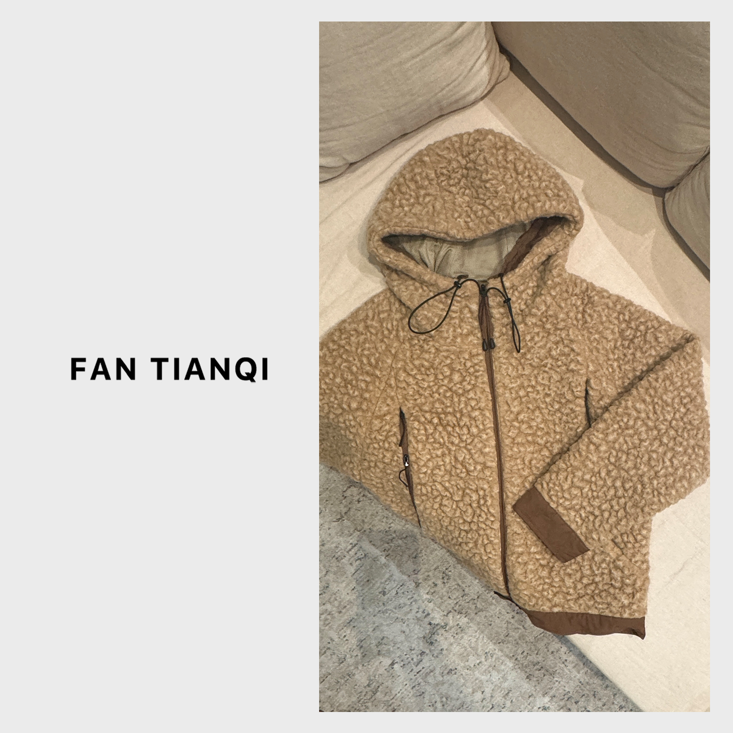 范天奇/FAN TIANQI【榴莲】羊羔毛连帽加厚保暖外套FLY2510251