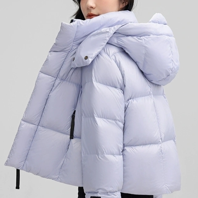 羽绒服女2025年冬季小个子短款连帽时尚鹅绒加厚外套