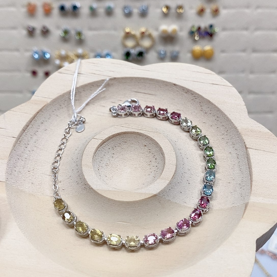 碧玺手链银S925镶嵌手链