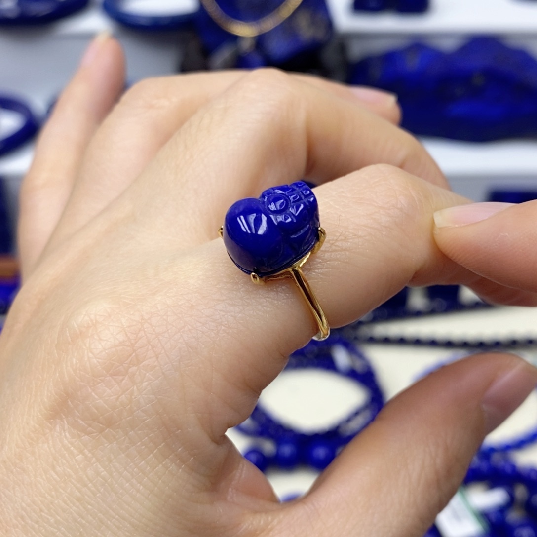 青金石戒指银S925镀金镶嵌