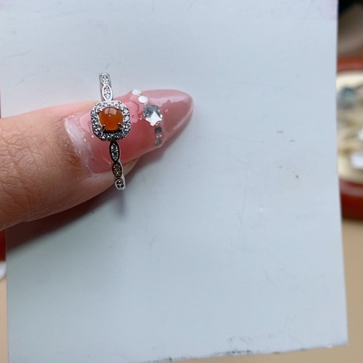 翡翠戒指银S925镶嵌1111