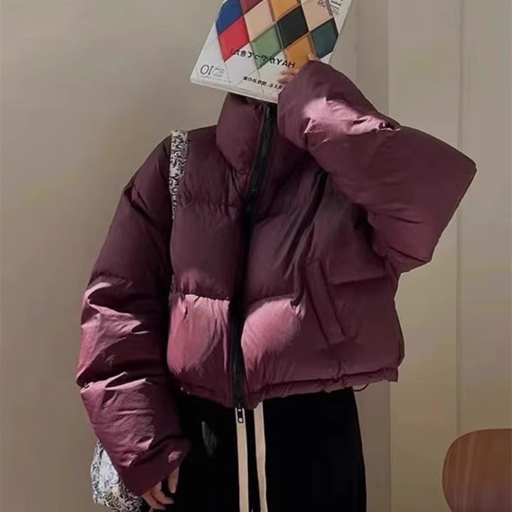 花棉袄新款日常服女短款立领小个子加厚时尚宽松面包服棉服韩版