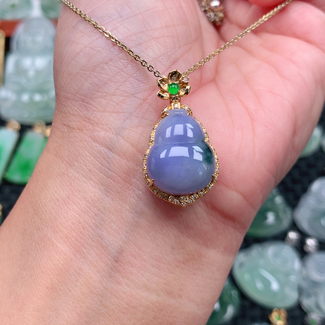 翡翠吊坠(不含链)18K金镶嵌