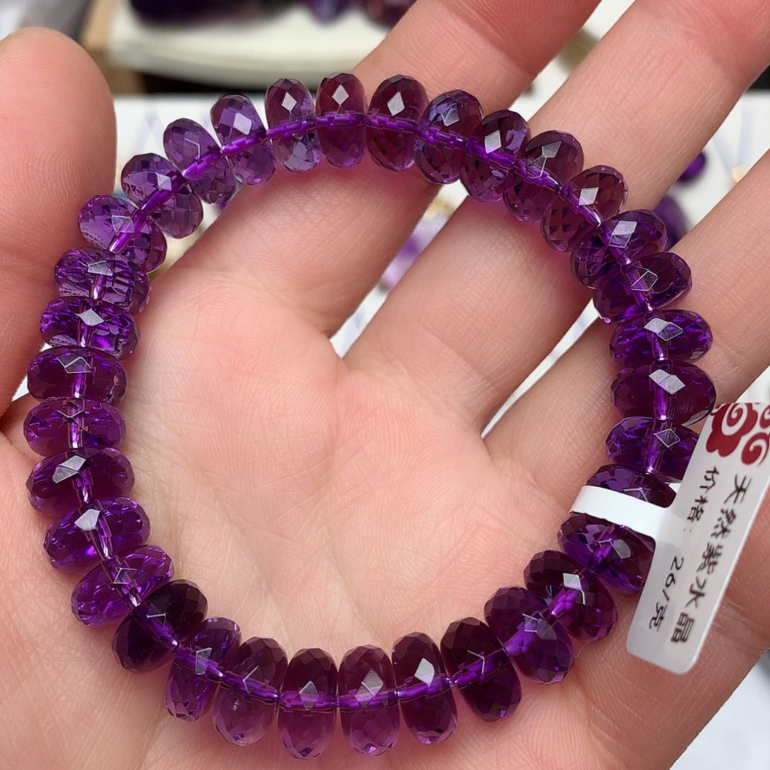 紫晶切面款算盘手串10m m未镶嵌