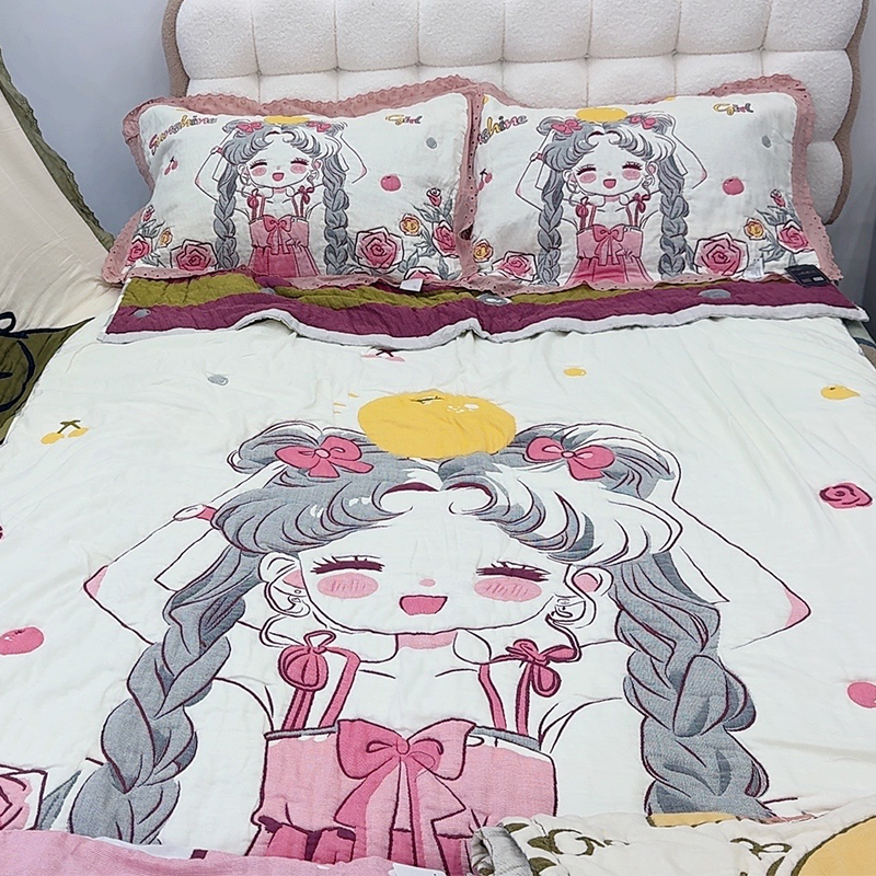 【心想事橙】120*150cm亲肤可爱卡通柔软纱布泡芙被