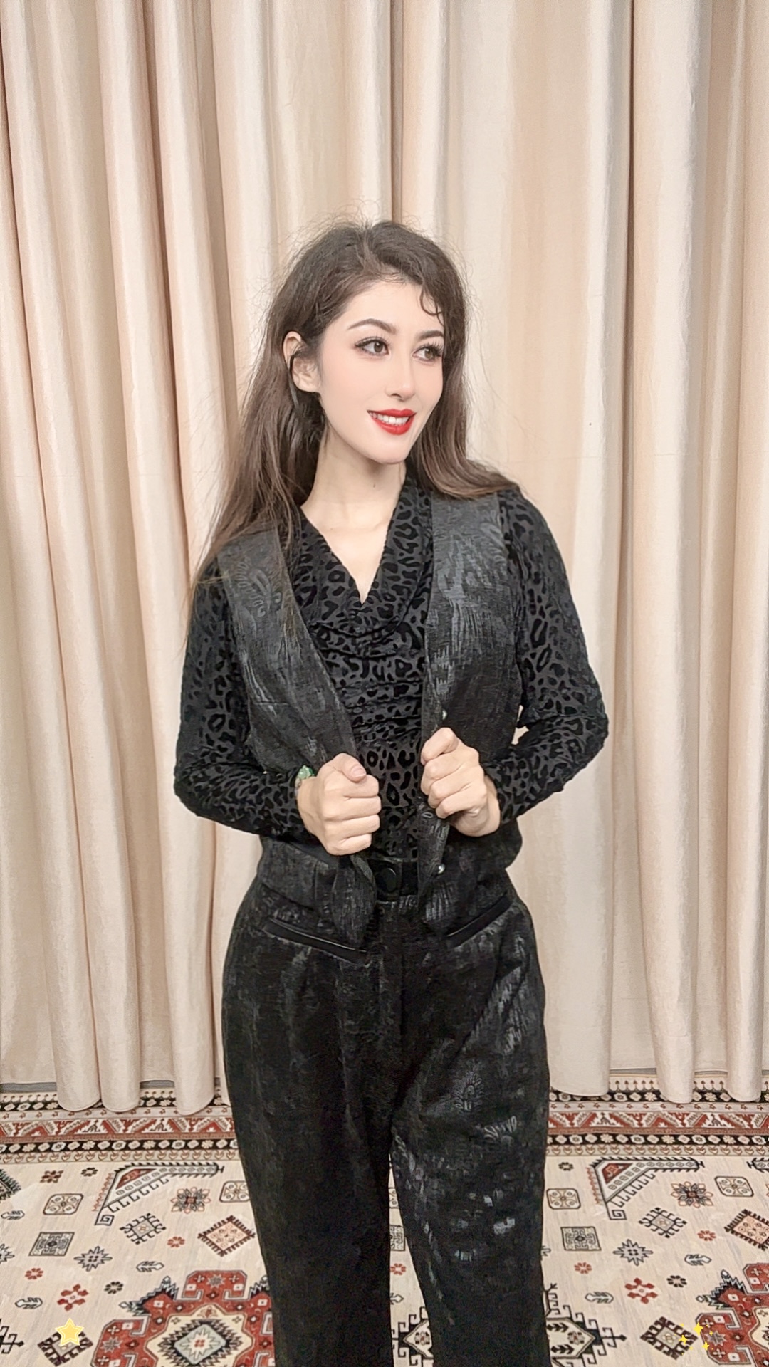 民族风艾德莱瑟马甲套装爆款两件套