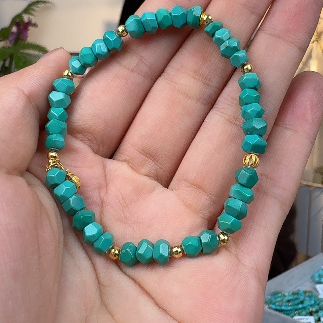 绿松石18K金镶嵌珠宝奇石