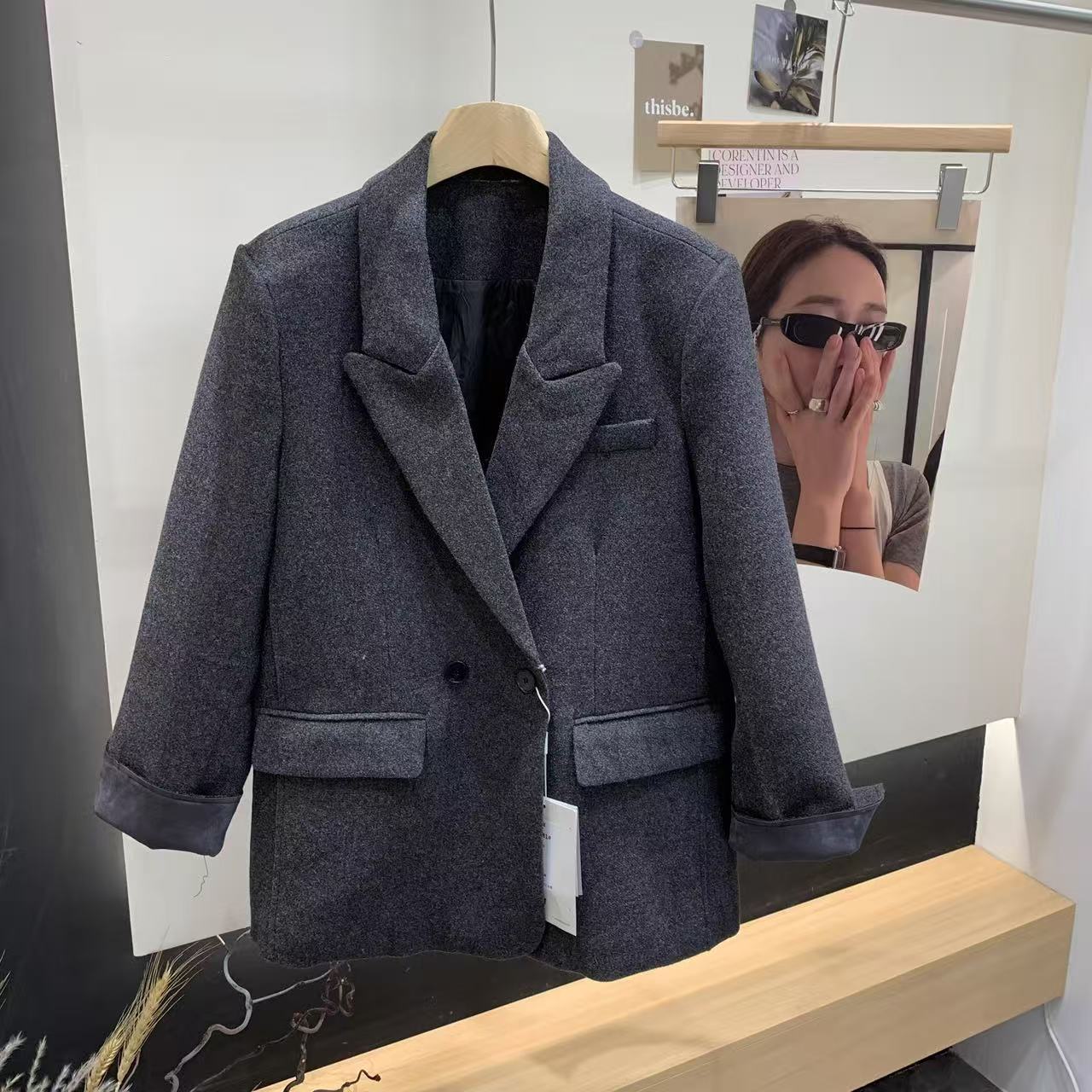 新款高端内胆加鹅绒毛呢西装