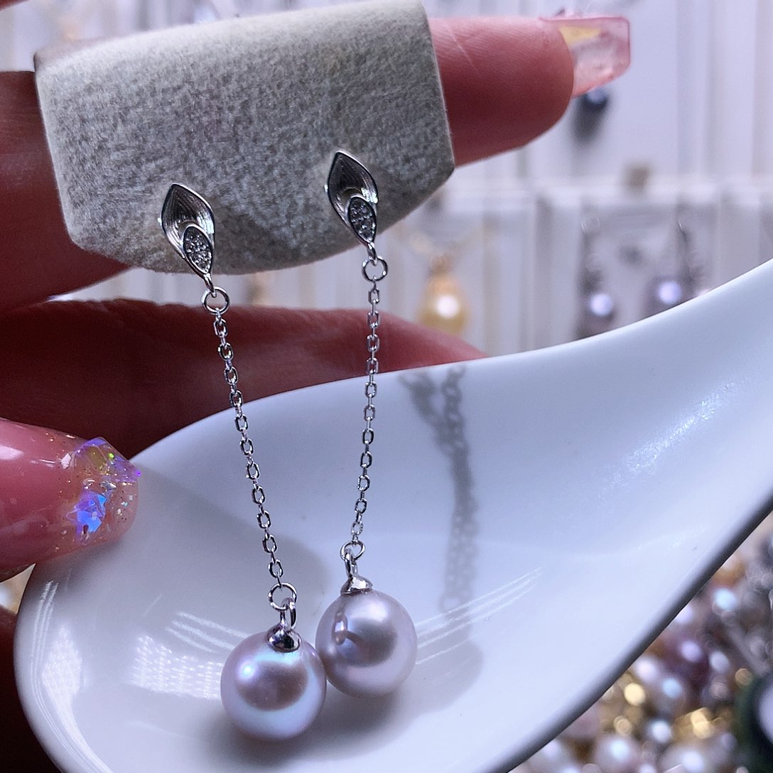 淡水珍珠耳饰银S925镶嵌