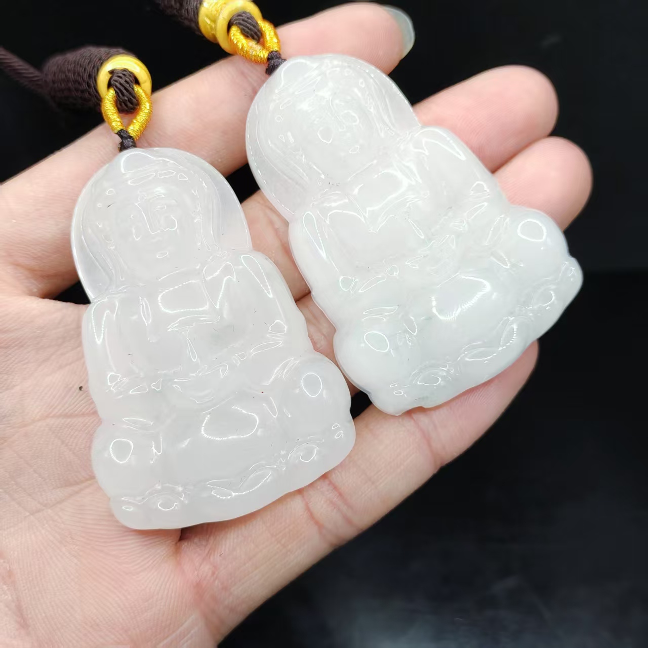 【龙龙严选】白冰玉观音吊坠Y9【多样性发其一】约55-37-11mm