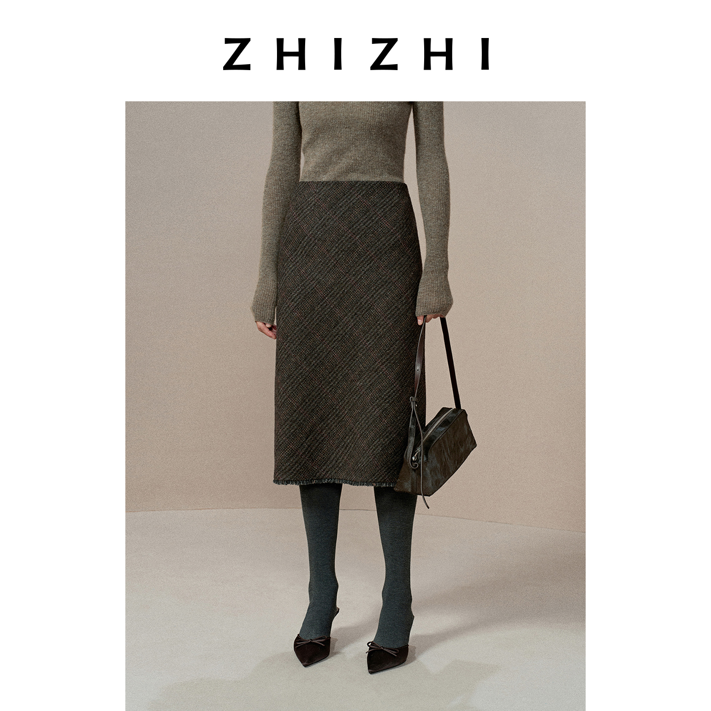 致知 西吴曲/渡江云 英式格纹肌理半身裙ZZ2EWWBT116 ZZ2EWWBT117