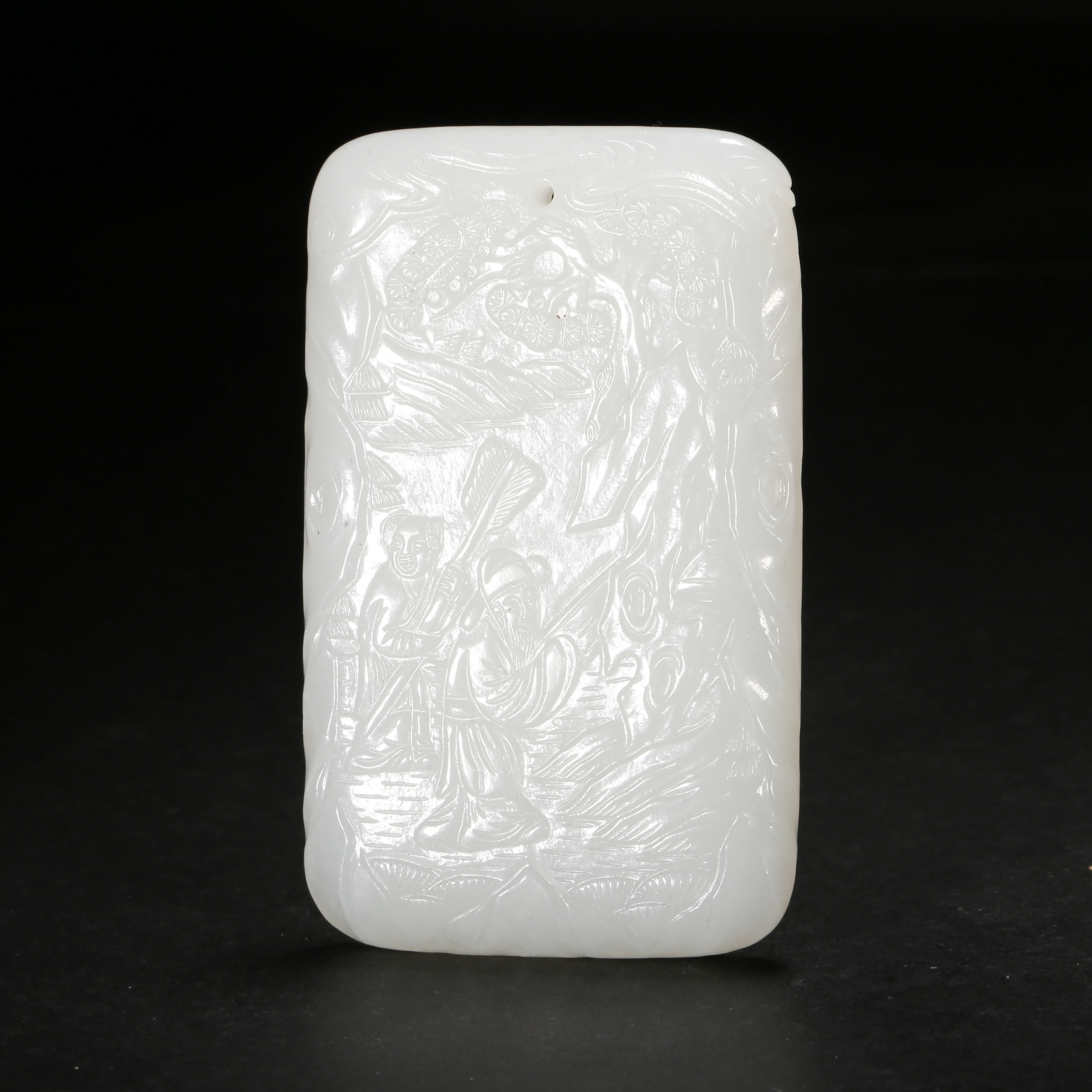 清代*米芾拜石白玉佩/10LB2738/和田玉【北京文博】