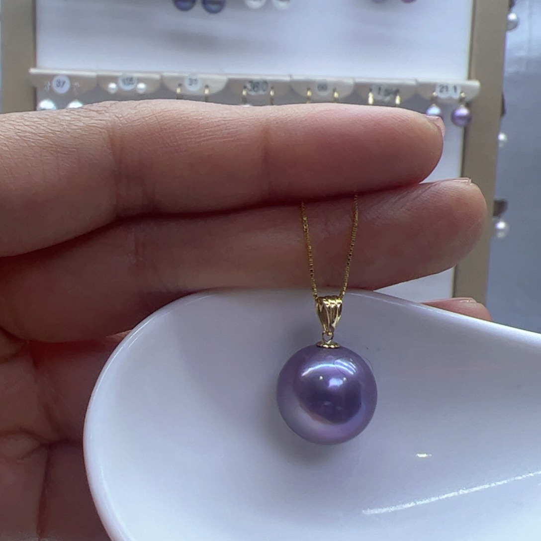 淡水珍珠吊坠(赠链)18K金镶嵌