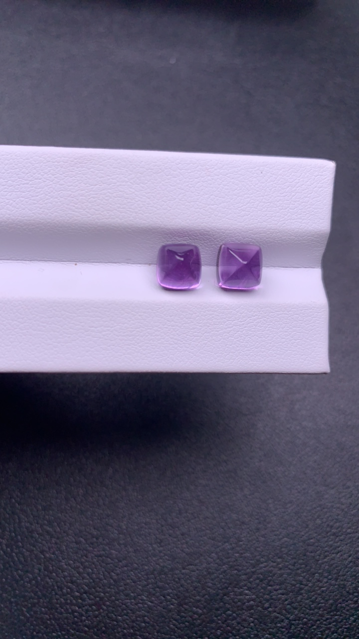 天然紫色糖塔水晶7✖️7mm一对