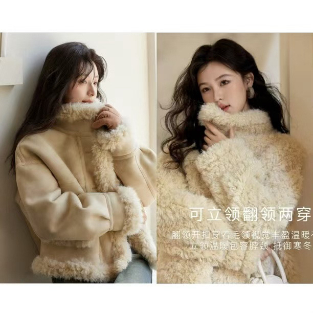 欧芮菲5仿皮毛一体外套女冬季韩版加厚保暖小个子立领设计感百搭