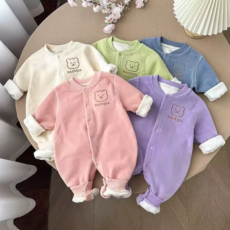 秋冬哈衣爬服韩版婴儿秋冬连体衣睡衣冬装幼儿加绒