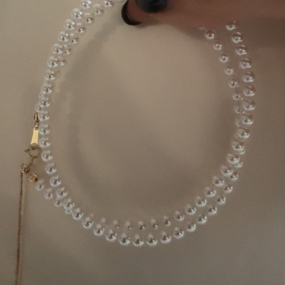 淡水珍珠颈饰18K金镶嵌4mm baby珠