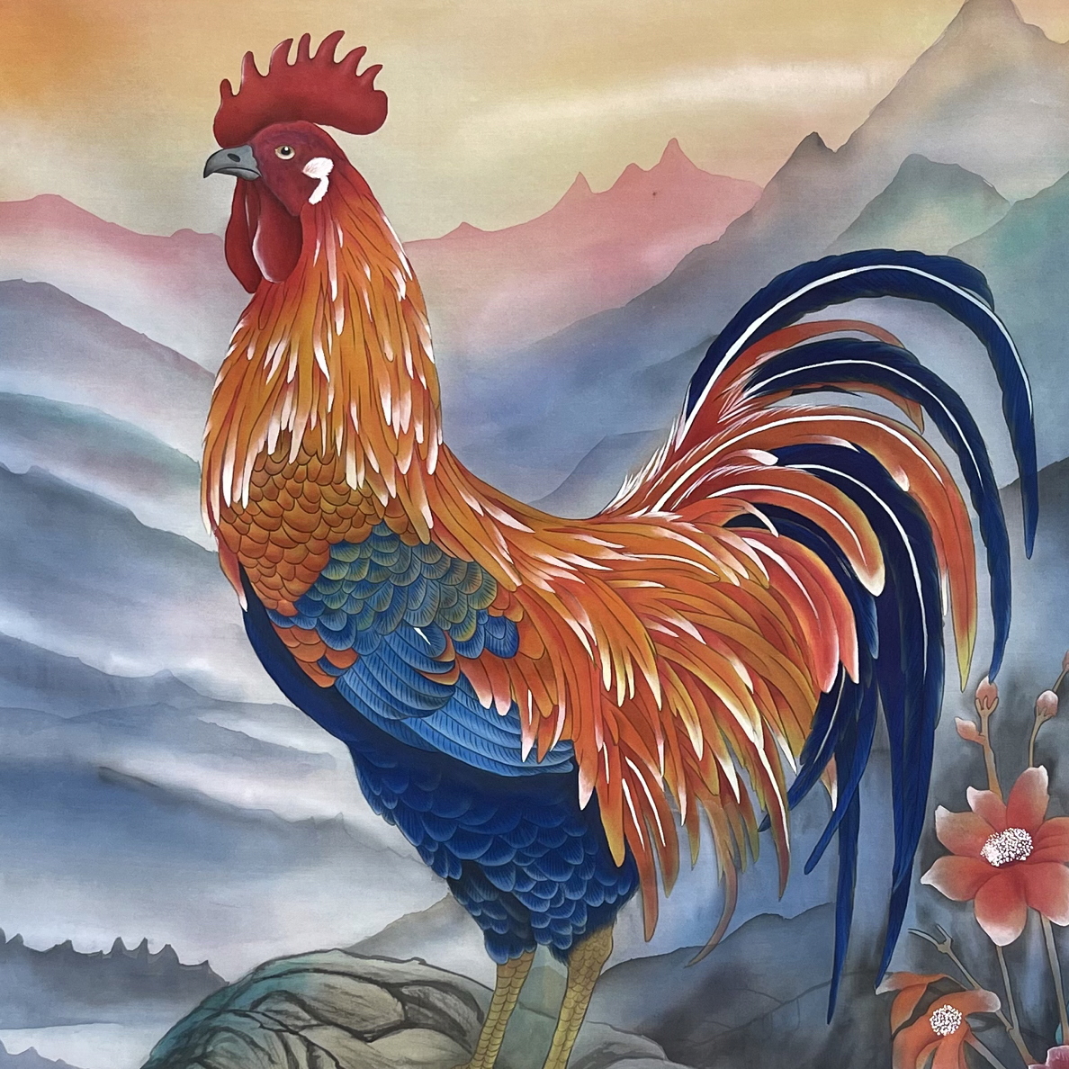 四尺绢本国画（一鸣惊人）