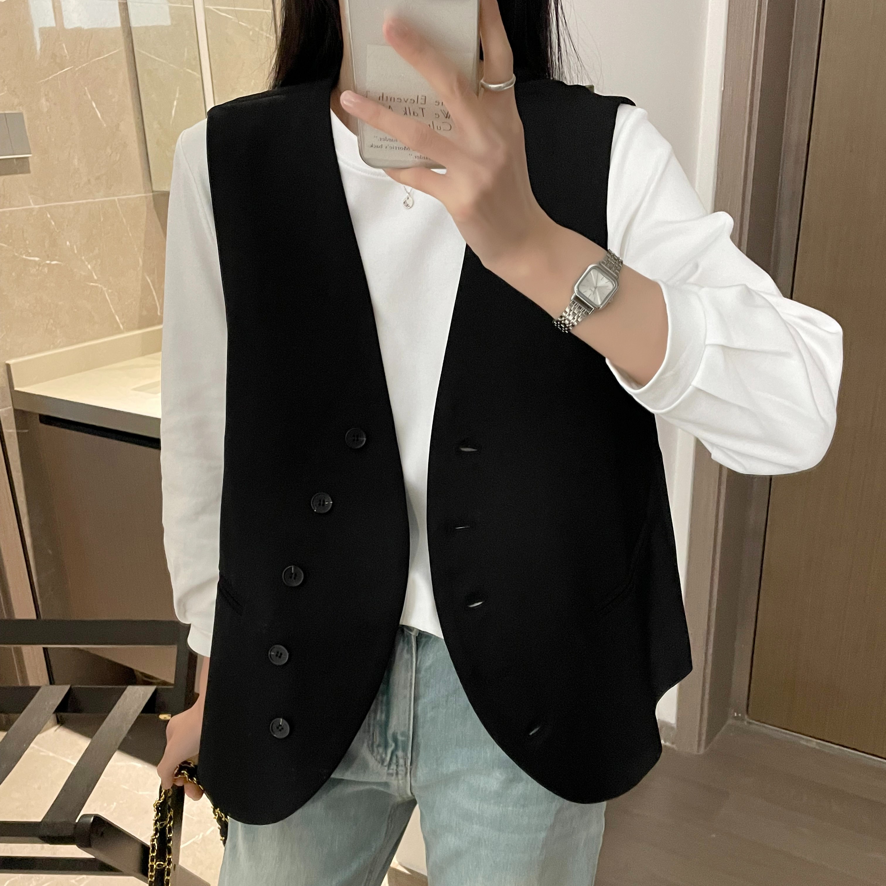时髦设计感西装马甲」春秋百搭气质叠穿马夹高品质休闲外套23863