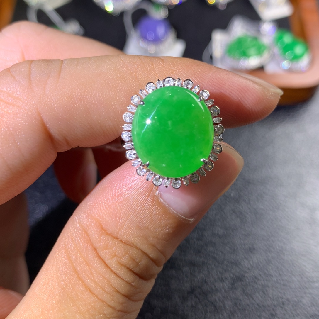 翡翠18K金镶嵌戒指两用款