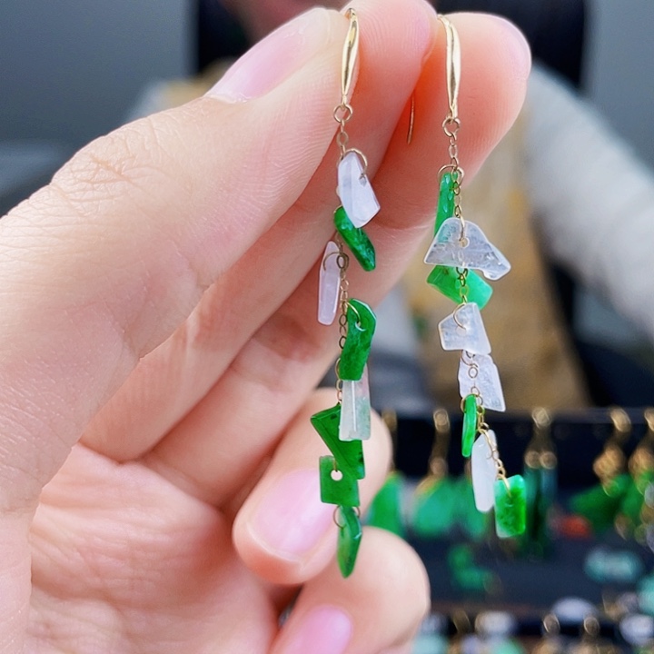 翡翠耳饰18K金镶嵌饰品