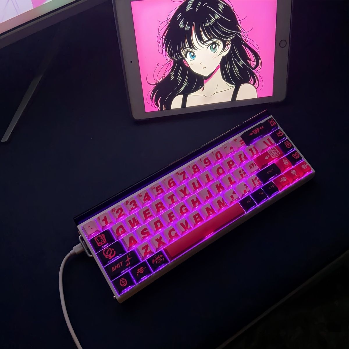 小红薯原创欧中酷坏甜心键帽PBT五面热升华客制化机械键盘正侧刻