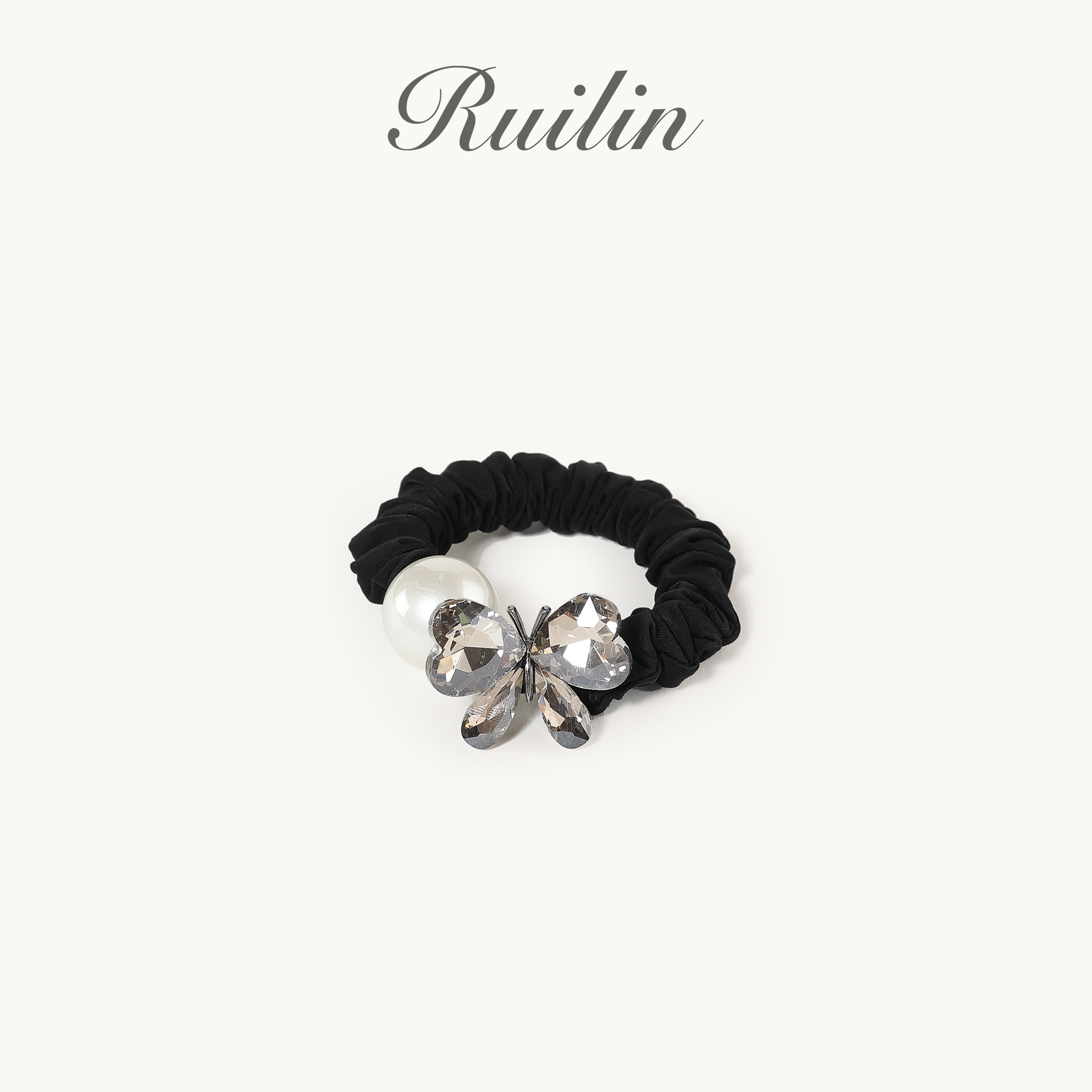  RUILIN【钻蝶珠愿】发圈珍珠爱心蝴蝶气质可爱
