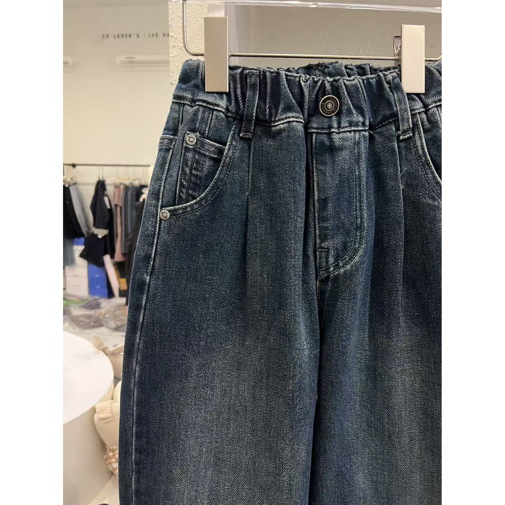 8518款儿童牛仔裤秋款中童春秋女童男童休闲加绒小童韩版秋季