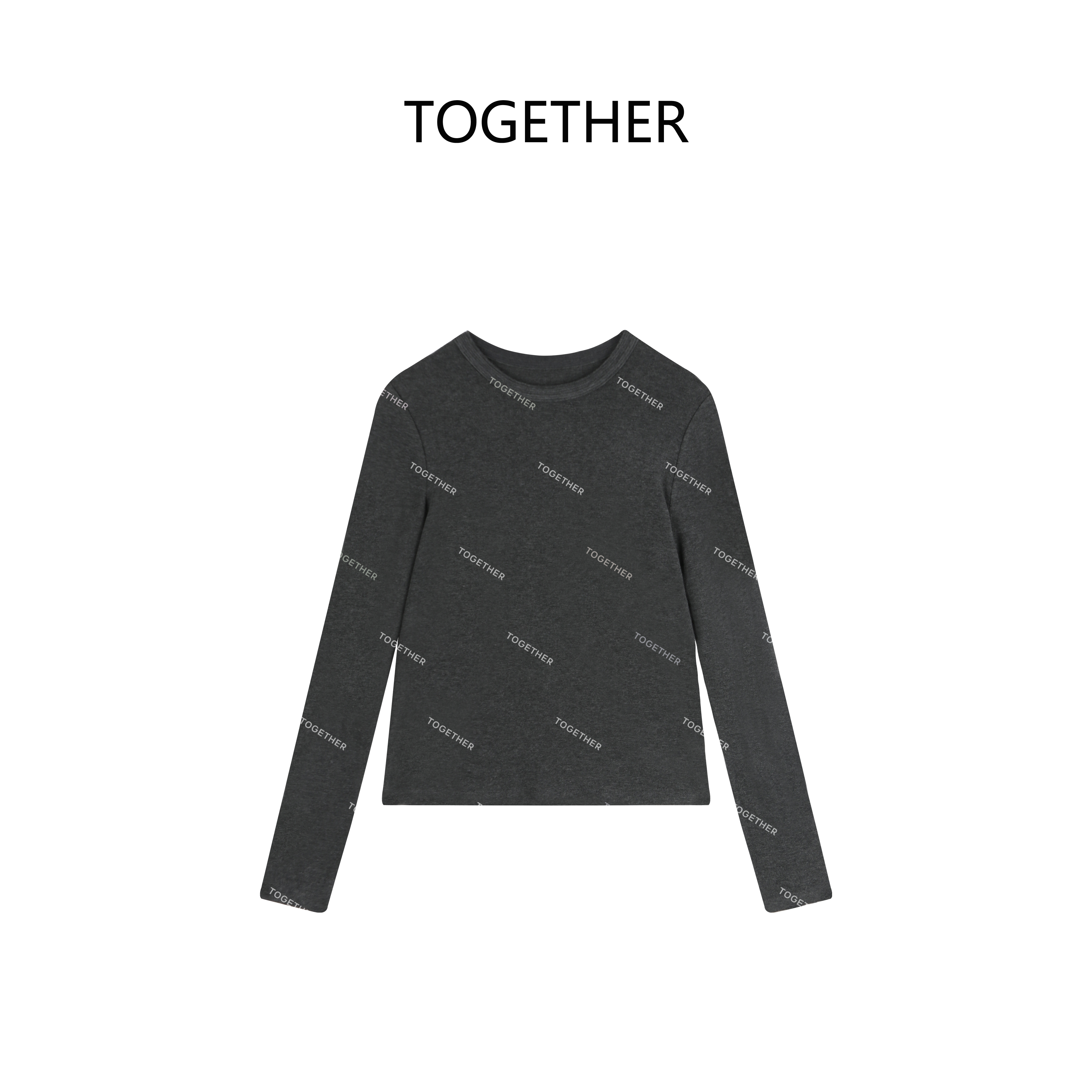 【TOGETHER】· 见闻 ·秋季绒感羊毛T恤领口多线解构弹力打底衫W2198