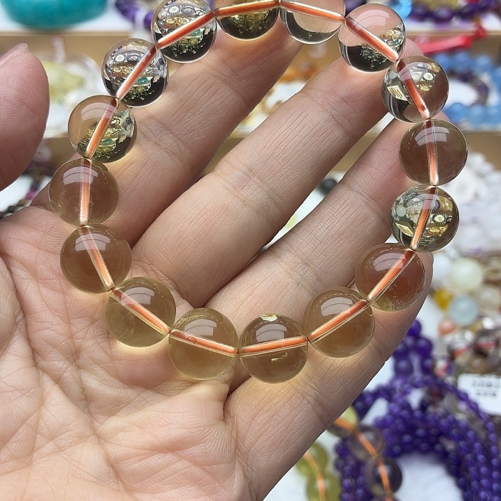 水晶手链未镶嵌天然黄水晶13mm