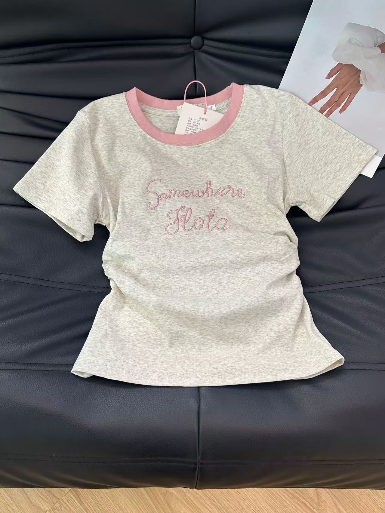 非图片款限直播间下单【001-100】格子刺绣常规款宽松型短袖可脱卸.