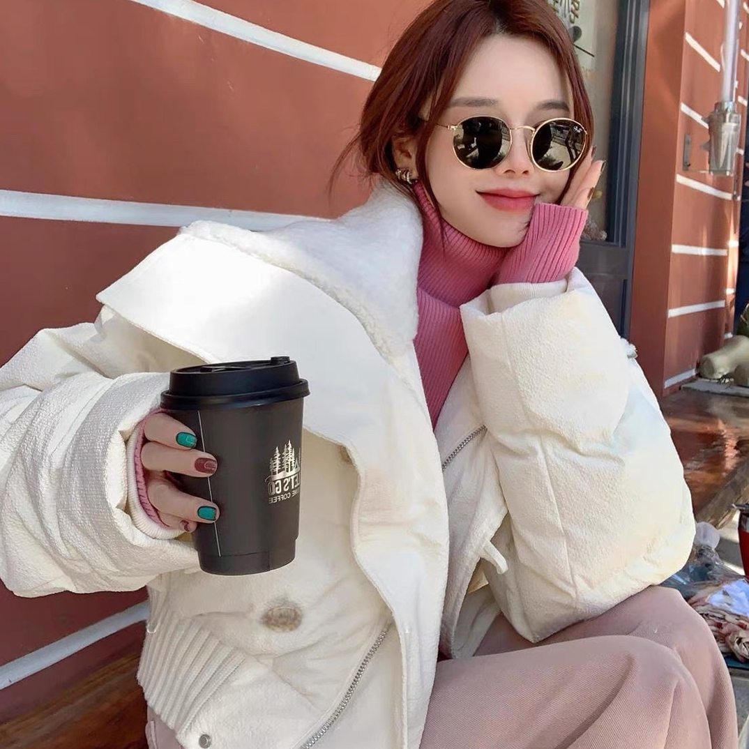 气质高级感加厚翻领短款韩版棉服女冬季外套小个子适用