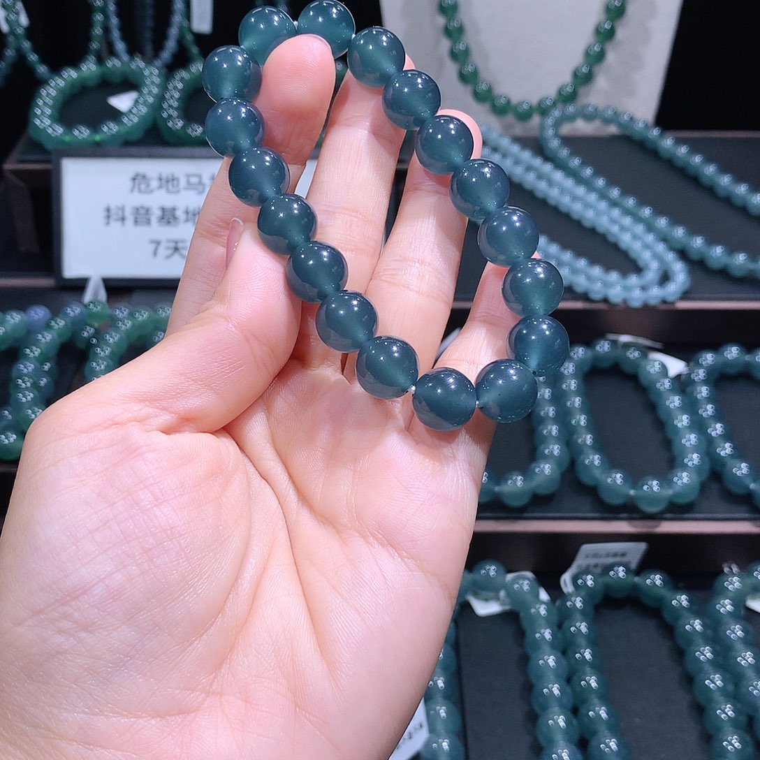 未镶嵌手链翡翠小***菇天然a货翡翠手串