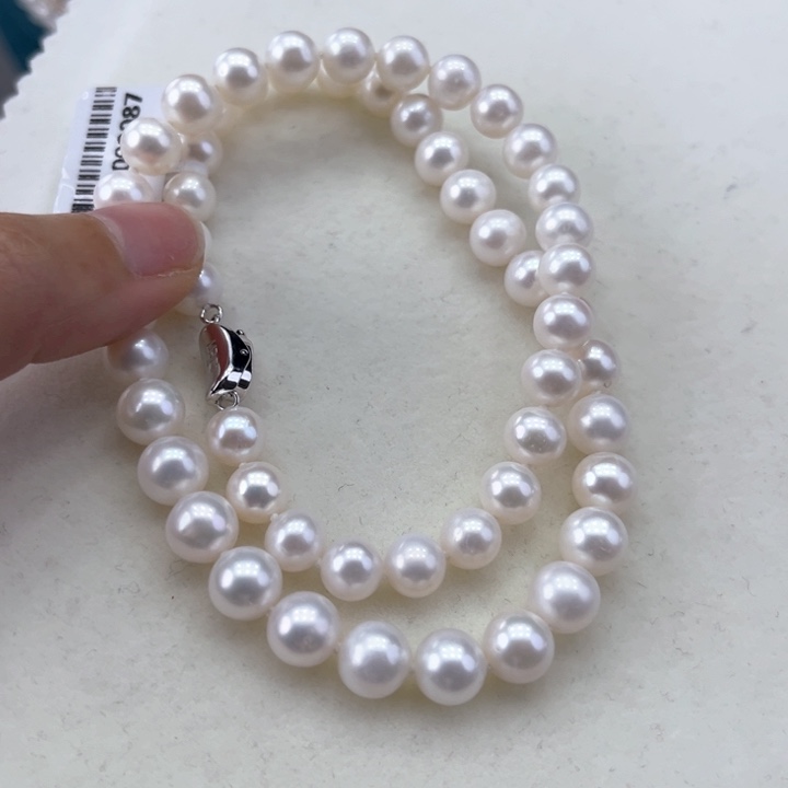 淡水珍珠颈饰银S925镶嵌8➕极光冷白高品
