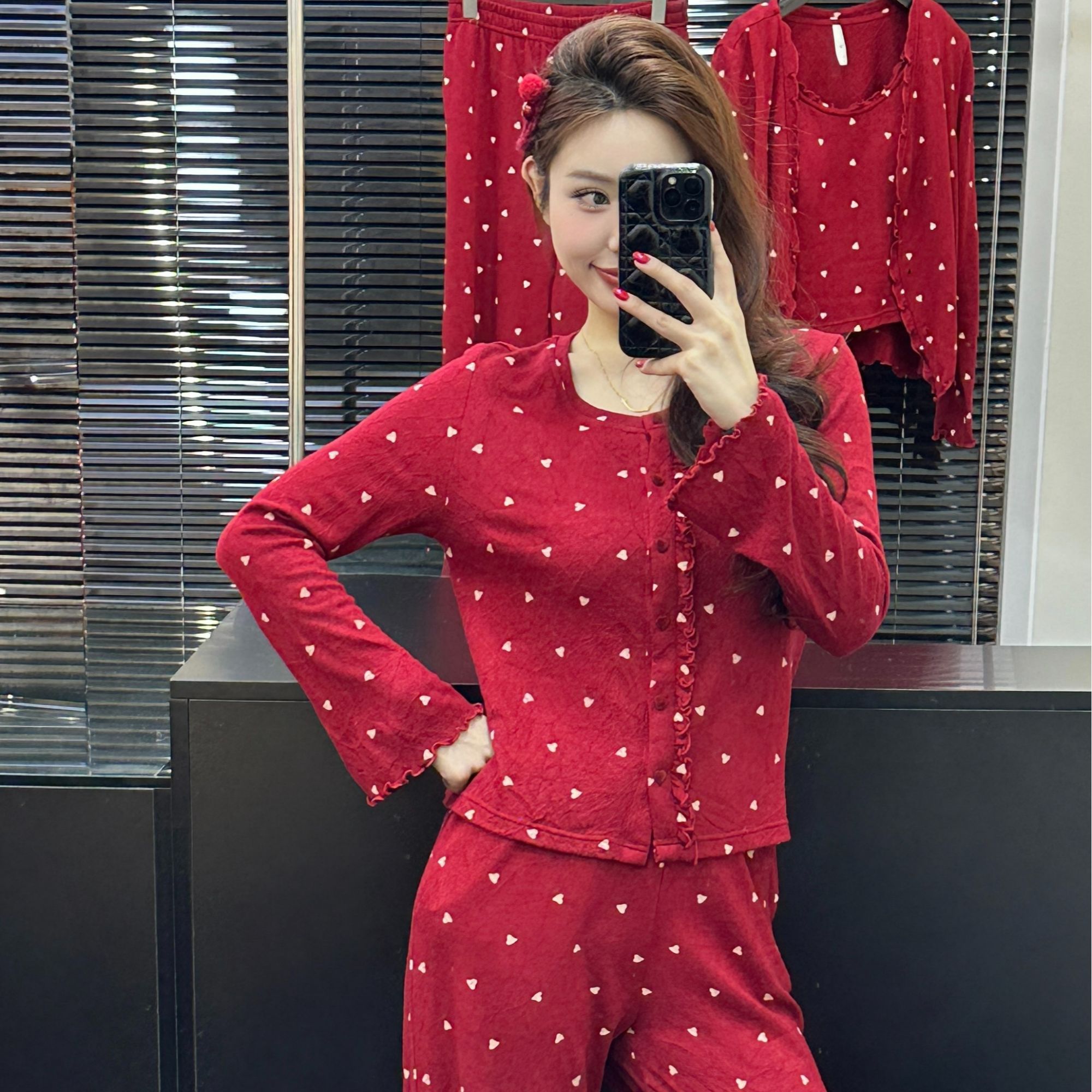 SIEOYJIEA/私迹大榕家大刘eva【红色甜美爱心】女款气质家居服睡衣