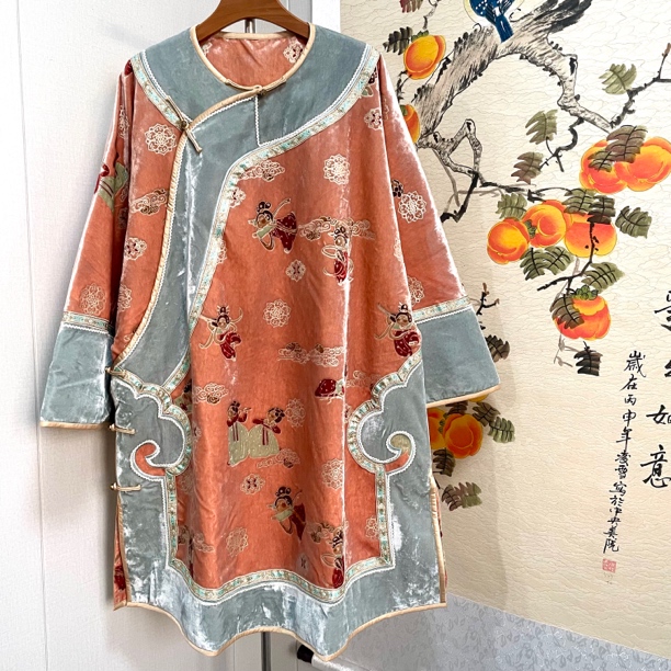锦姝250502新款重工丝绒压花小唐人太太服