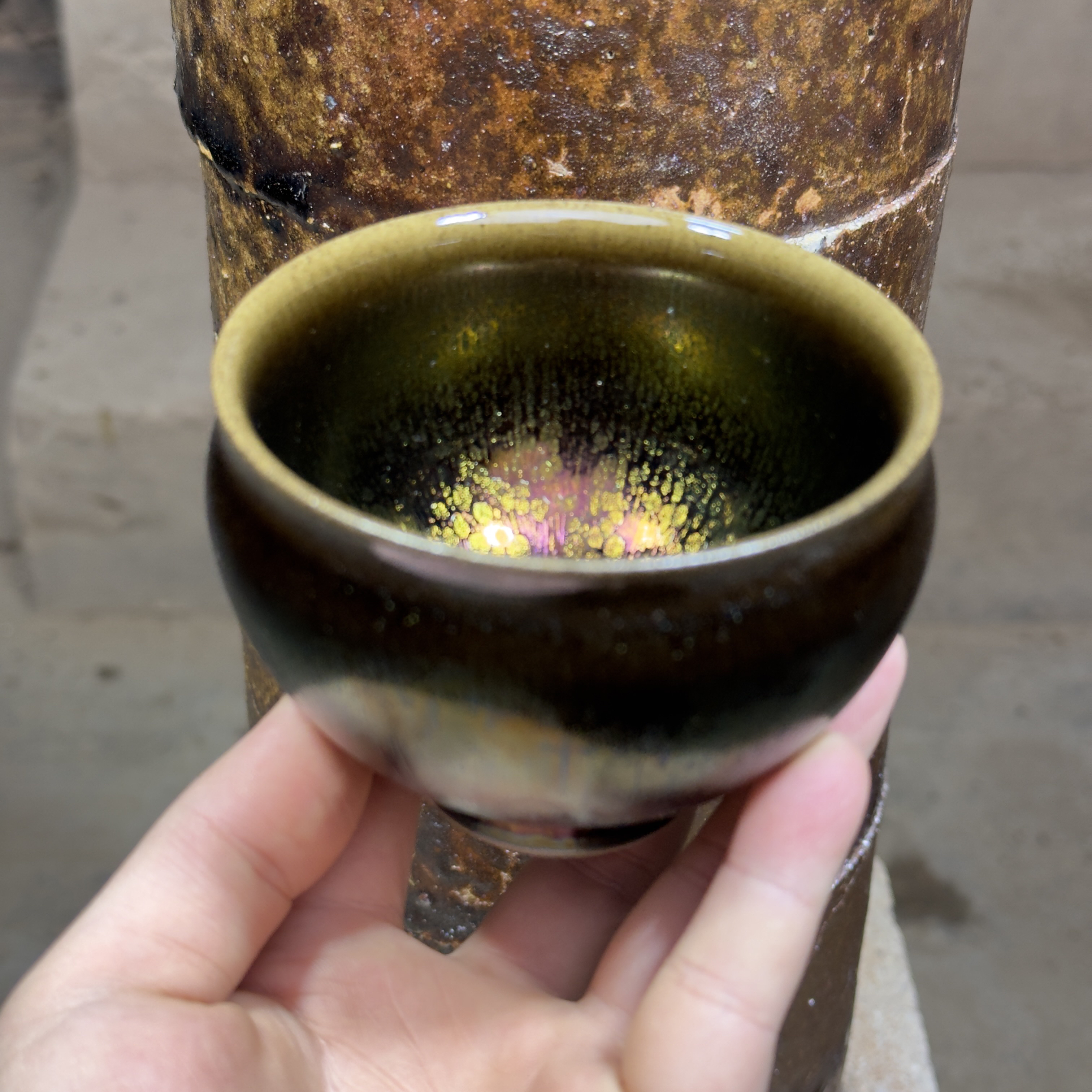 建窑--建盏 极光绿 茶盏主人杯  电烧