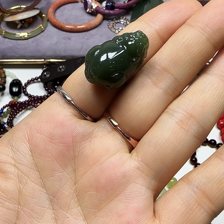 和田玉银S925镶嵌戒指