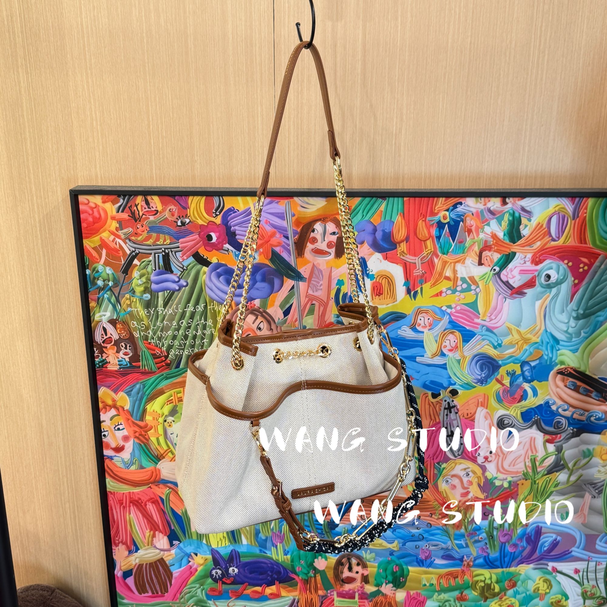 调调包包WANG STUDIO【日落公园】LARUA小众设计 卡其链条设计托特