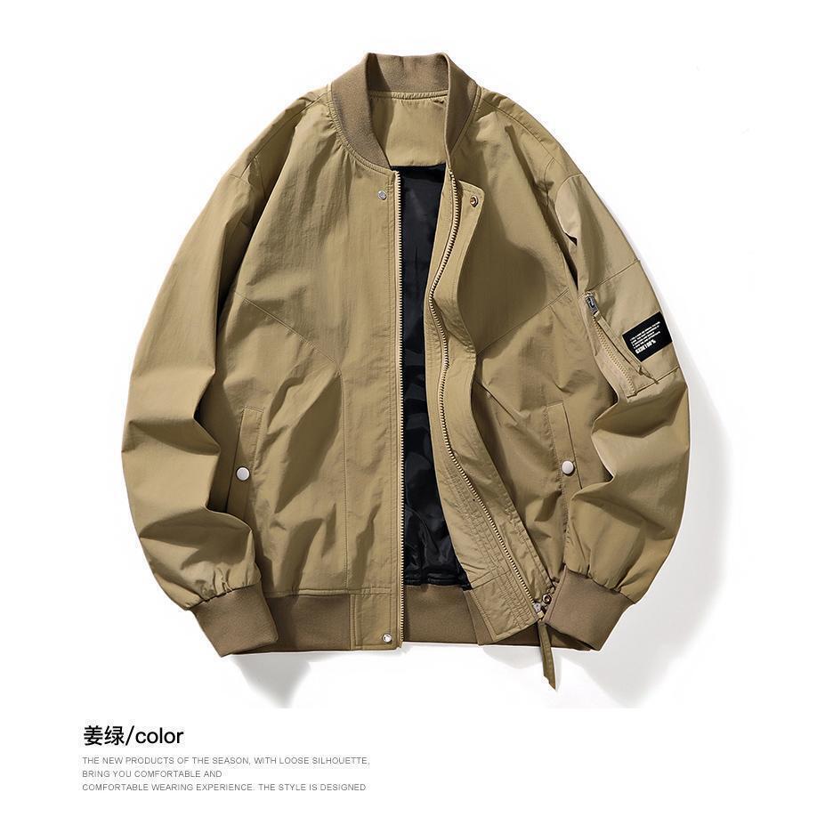 7238-BY春秋季男士飞行夹克潮流宽松百搭工装休闲上衣外套