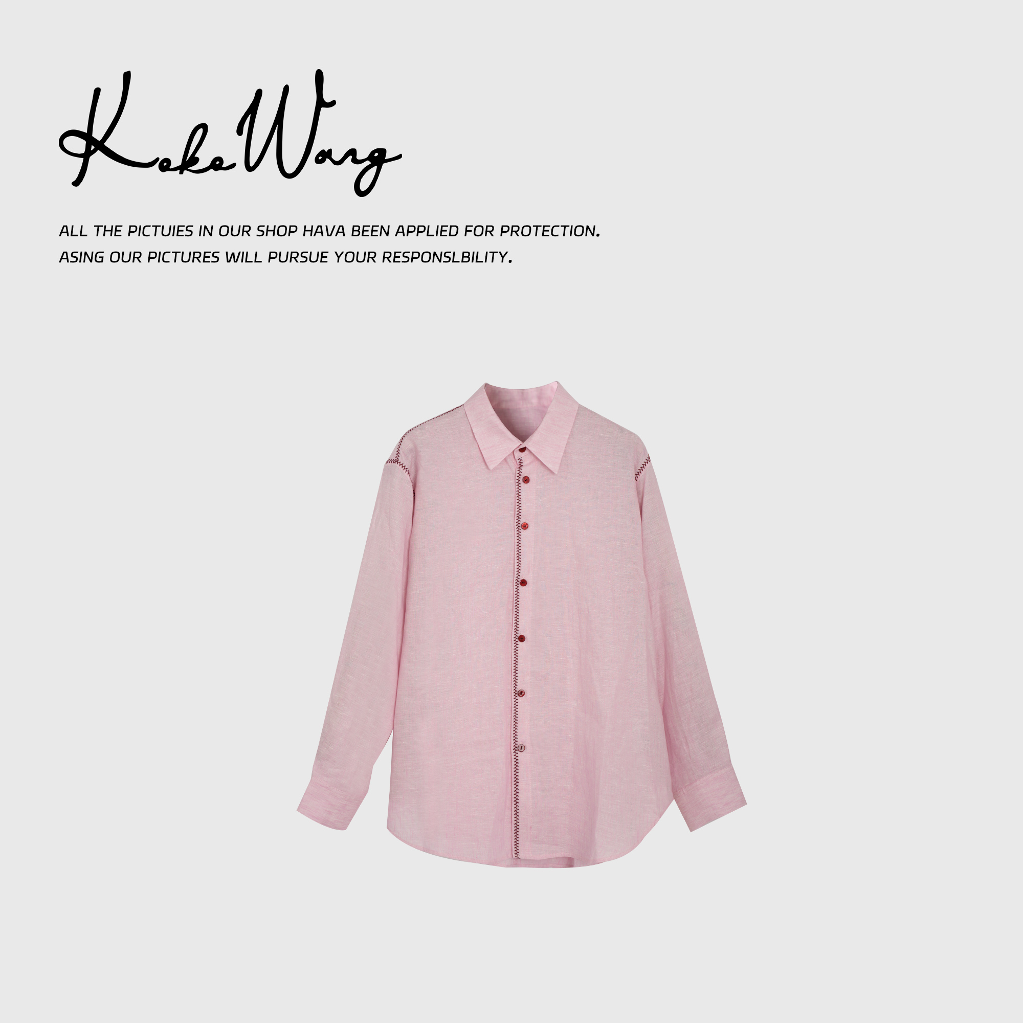 KOKO WANG秋冬新款时尚气质撞色车缝线百搭长袖衬衫N0685A01W46