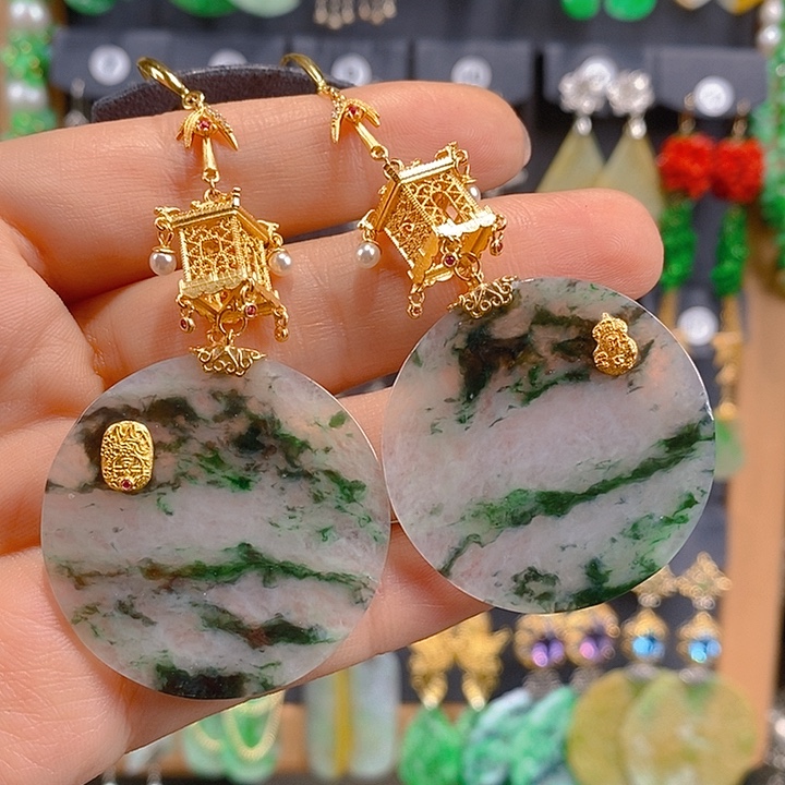 温***子翡翠未镶嵌耳饰翡翠