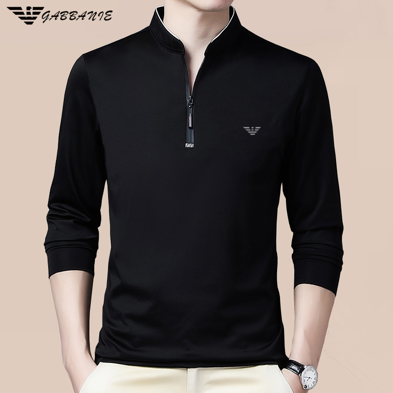 GABBANIE男士长袖t恤春秋季休闲时尚立领卫衣半拉链免烫打底衫潮