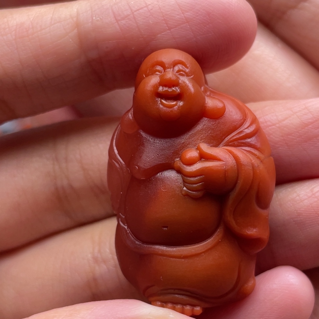 南红玛瑙未镶嵌珠宝奇石笑佛吊坠