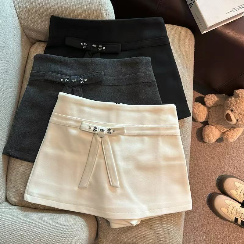 秋冬新款韩版气质半身裙高级质感蝴蝶结裤裙修身短裙高腰时尚